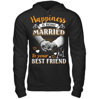 Happiness Is Being Married To Your Best Friend T-shirt Gildan - Pullover Hoodie Black