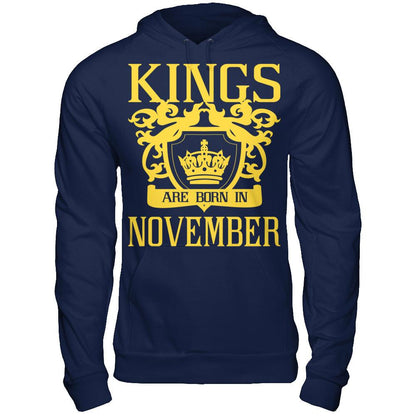 Kings Are Born In November T-shirt Gildan - Pullover Hoodie Navy