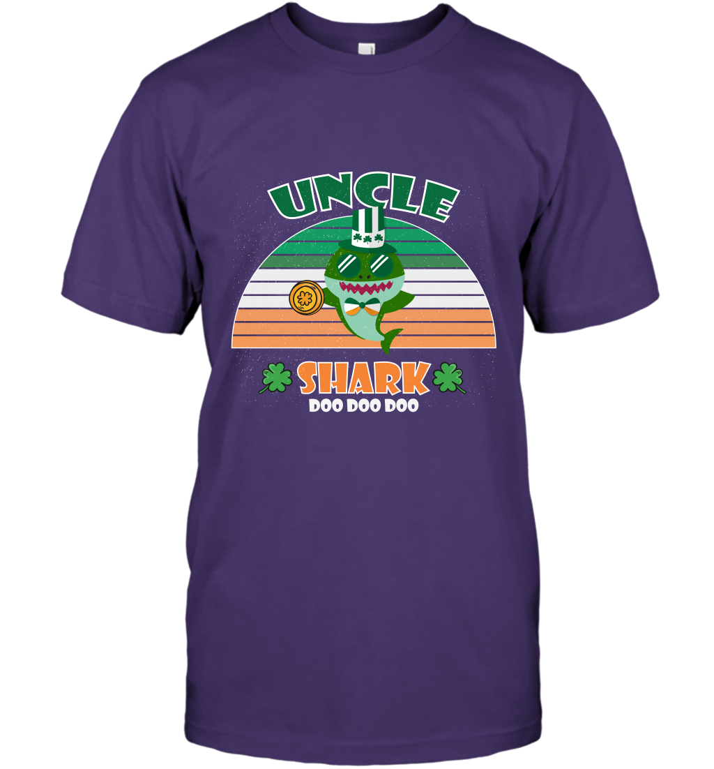 Irish Uncle Shark Saint Patricks Day Family Shirt T-Shirt Purple