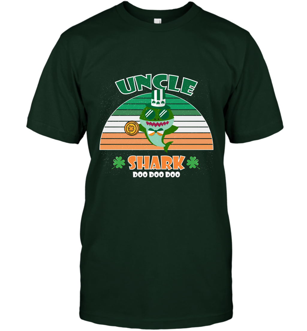 Irish Uncle Shark Saint Patricks Day Family Shirt T-Shirt Forest Green