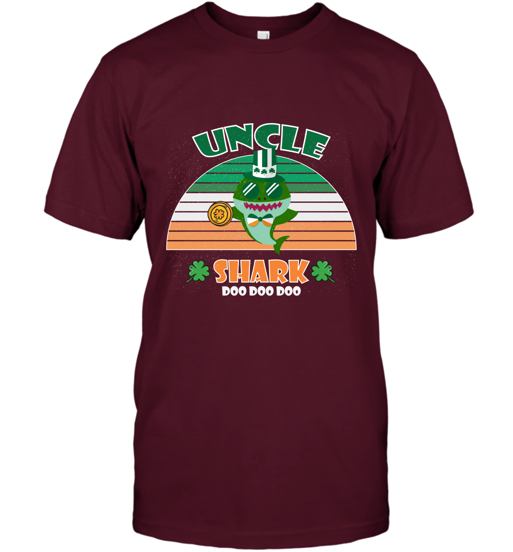 Irish Uncle Shark Saint Patricks Day Family Shirt T-Shirt Maroon