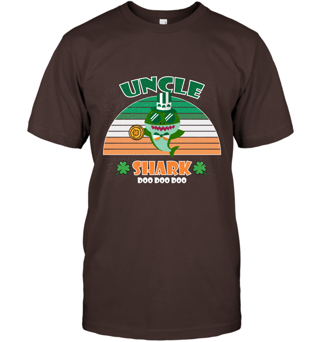 Irish Uncle Shark Saint Patricks Day Family Shirt T-Shirt Dark Chocolate