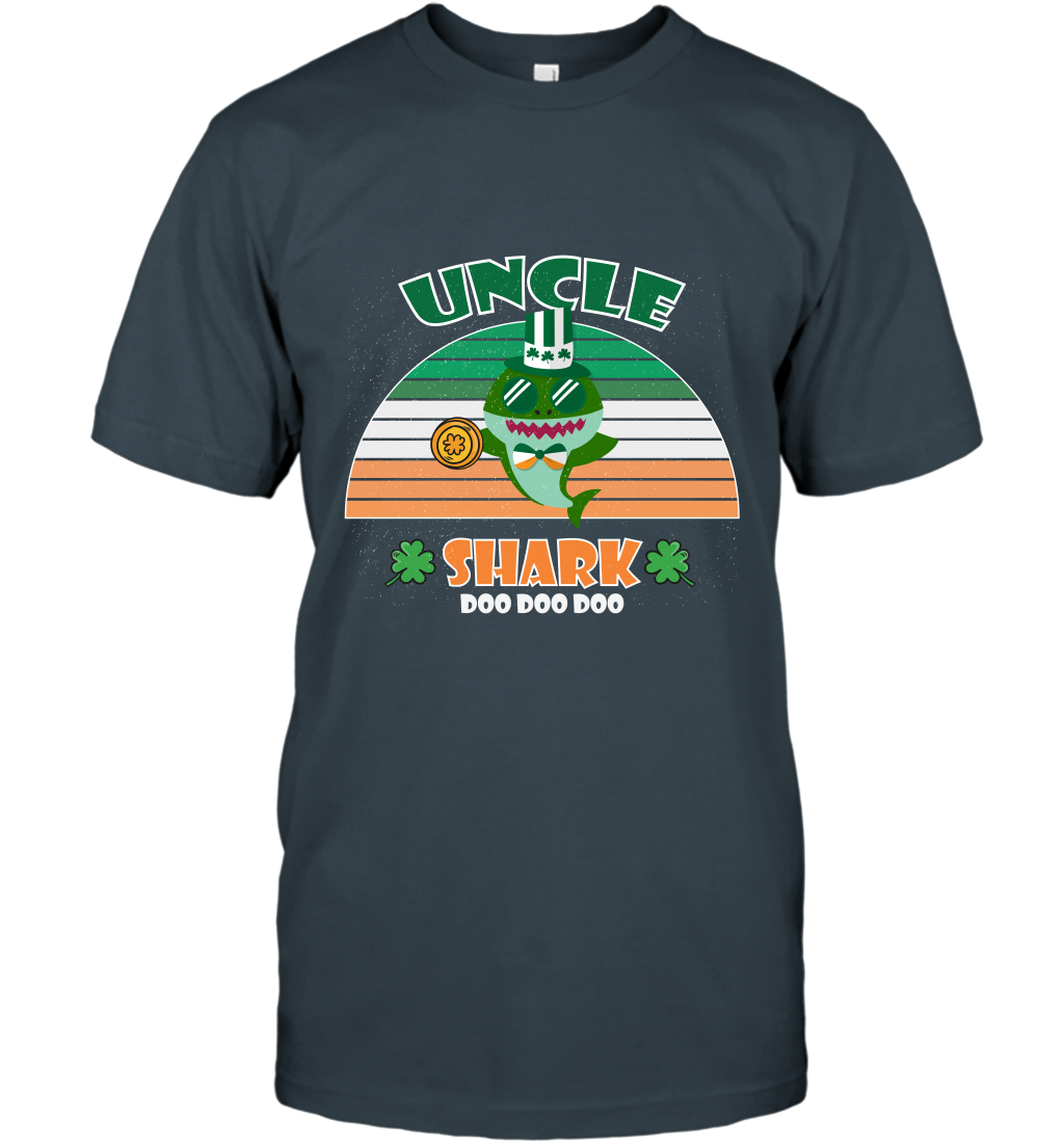Irish Uncle Shark Saint Patricks Day Family Shirt T-Shirt Charcoal