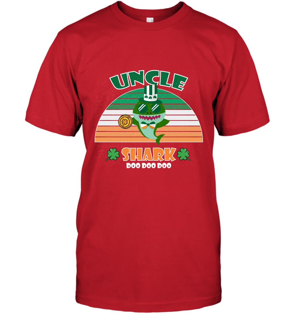 Irish Uncle Shark Saint Patricks Day Family Shirt T-Shirt Red