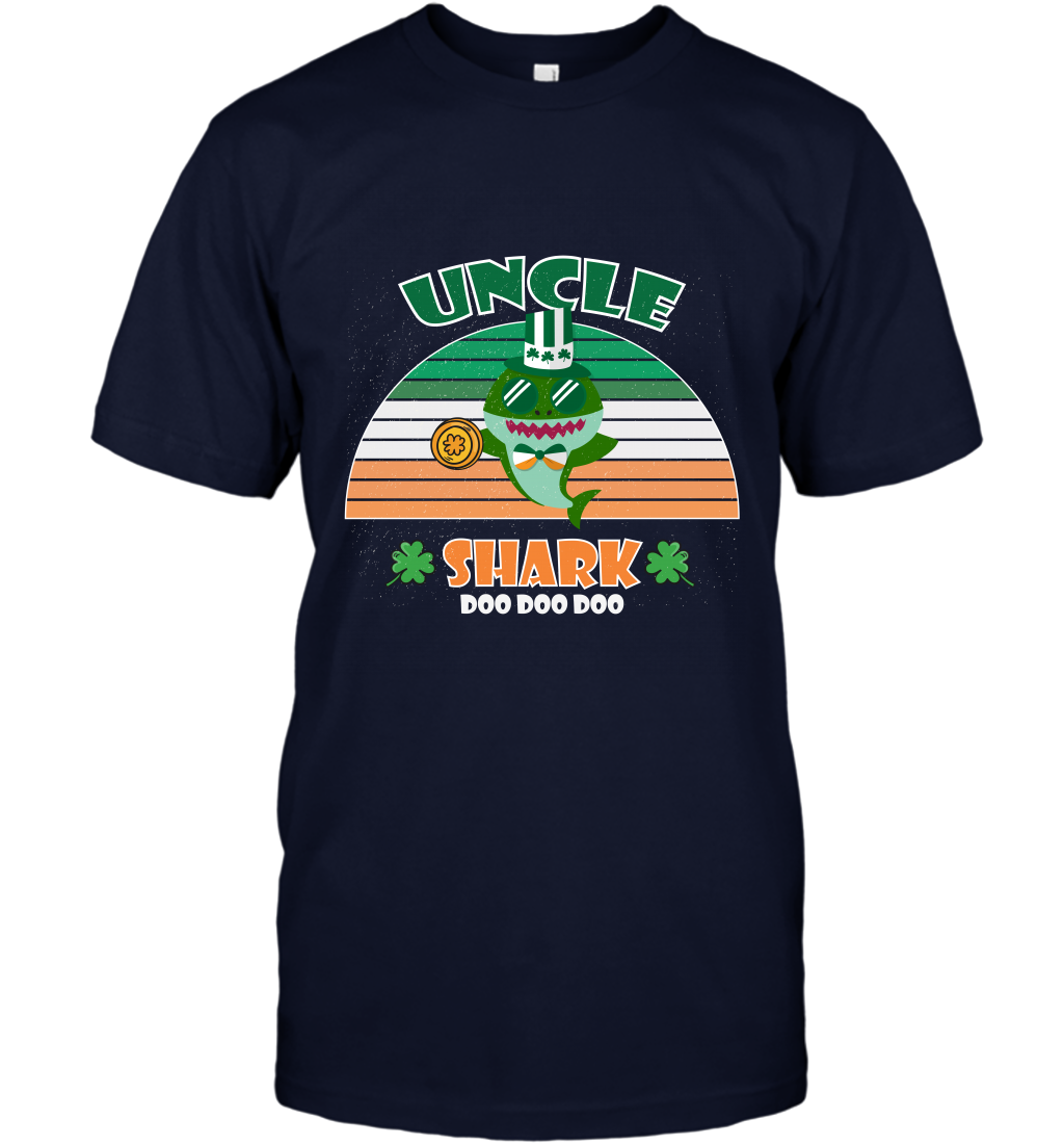Irish Uncle Shark Saint Patricks Day Family Shirt T-Shirt Navy