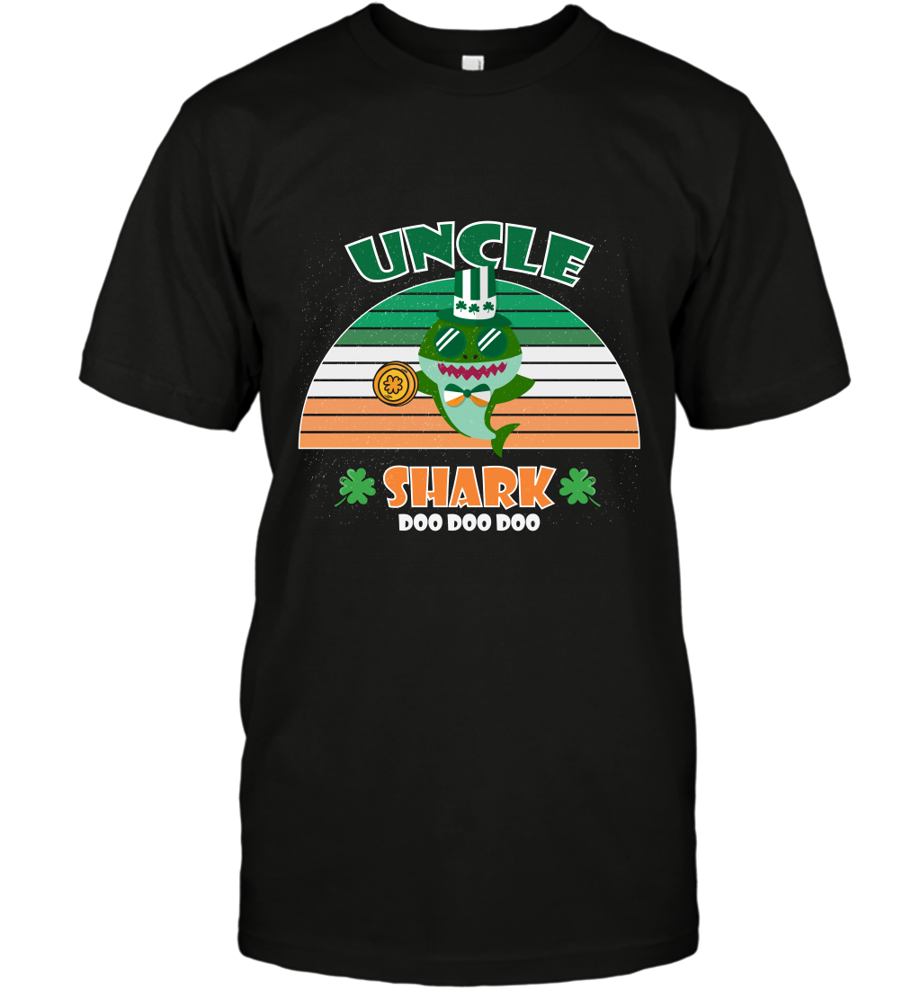 Irish Uncle Shark Saint Patricks Day Family Shirt T-Shirt Black