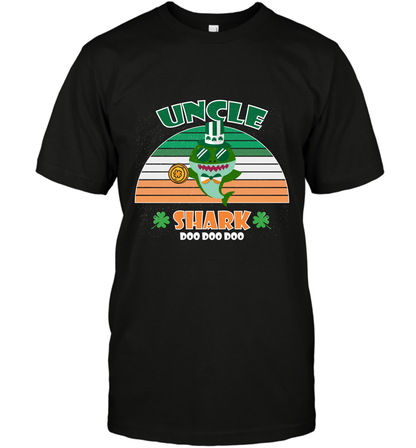 Irish Uncle Shark Saint Patricks Day Family Shirt T-Shirt Black