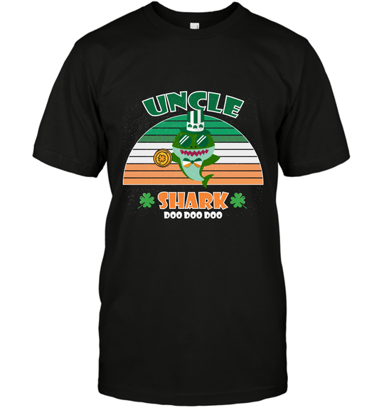 Irish Uncle Shark Saint Patricks Day Family Shirt T-Shirt Black