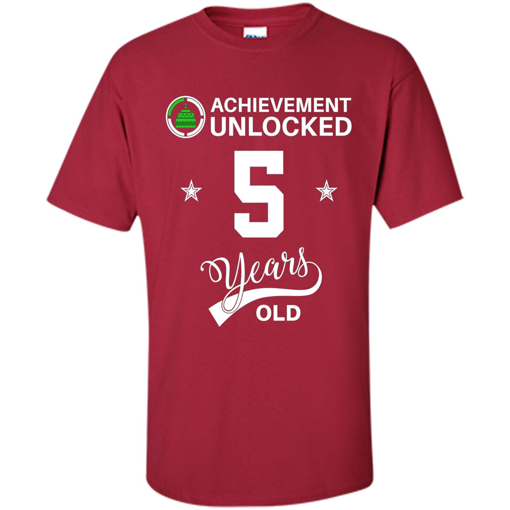 Happy 5th birthday T-shirt Achievement Unlocked 5 Years Old Cardinal