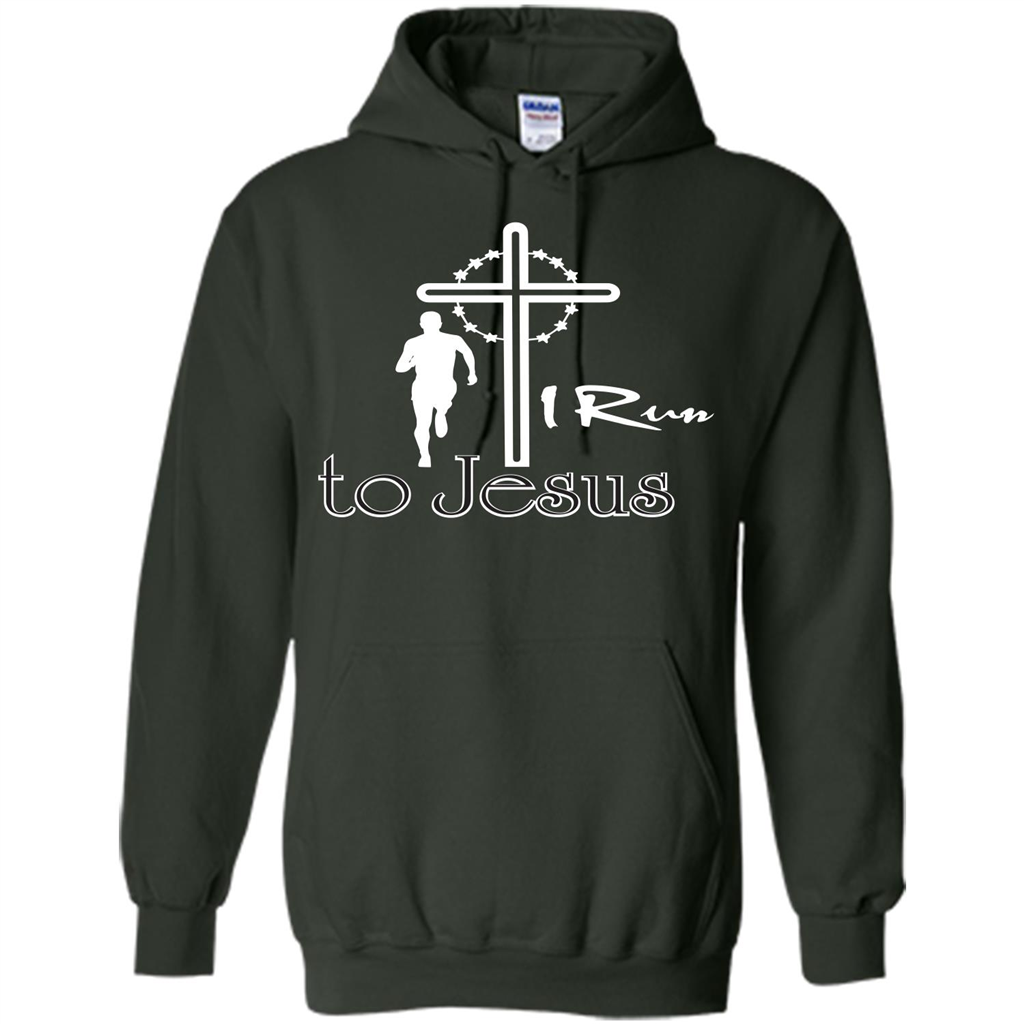 Christian T-shirt I Run To Jesus T-shirt Forest Green