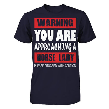 Warning, You Are Approaching A Horse Lady, Please Proceed With Caution Next Level - Unisex Fitted Tee Midnight Navy