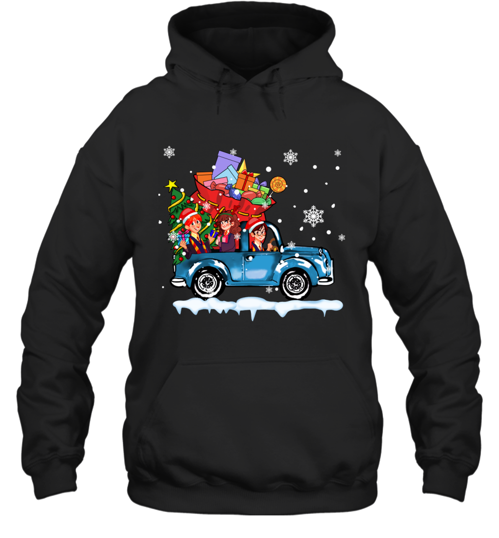 Harry Potter On The Car Merry Christmas Hoodie Hoodie Black