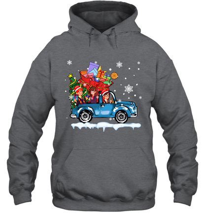Harry Potter On The Car Merry Christmas Hoodie Hoodie Dark Heather