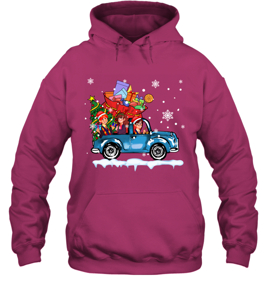 Harry Potter On The Car Merry Christmas Hoodie Hoodie Heliconia