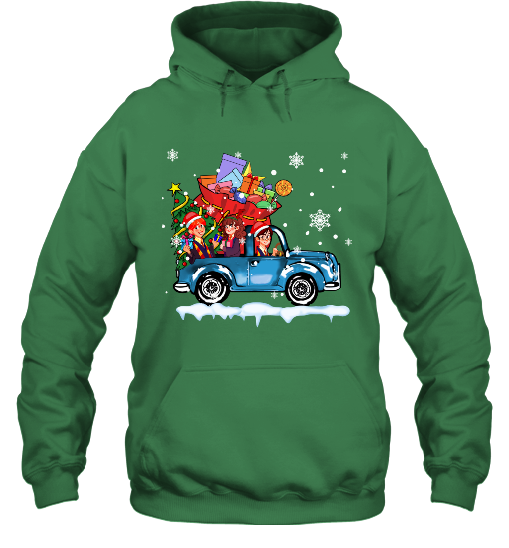 Harry Potter On The Car Merry Christmas Hoodie Hoodie Irish