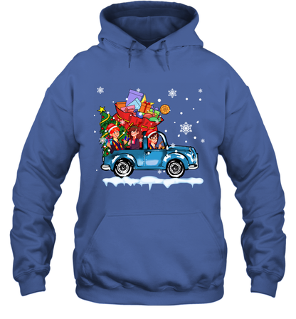 Harry Potter On The Car Merry Christmas Hoodie Hoodie Royal