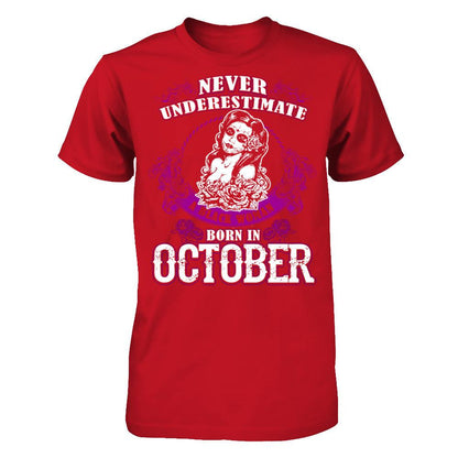 Never Underestimate A Black Woman Born In October Gildan - Short Sleeve Tee Red