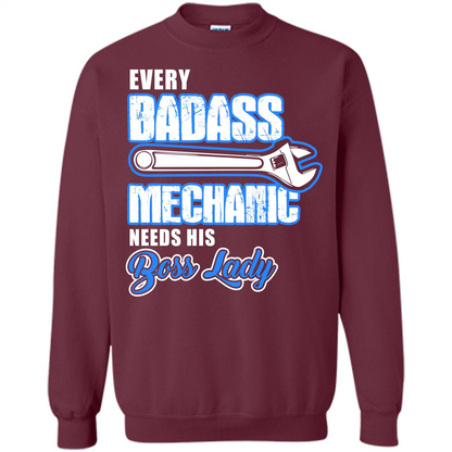 Every Badass Mechanic Needs His Boss Lady T-shirt Maroon