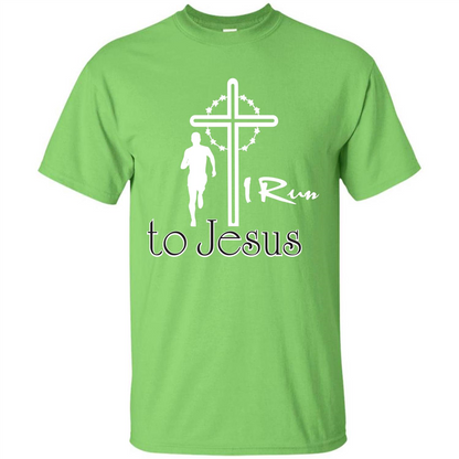Christian T-shirt I Run To Jesus T-shirt Lime