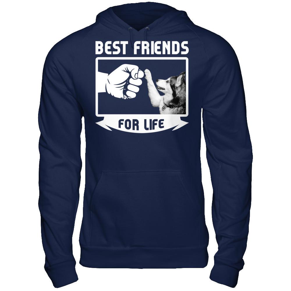 Dog - Best Friends For Life T-shirt Gildan - Pullover Hoodie Navy