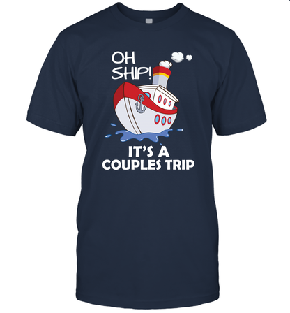 Oh Ship It's A Couples Trip Cruise Ship T-Shirt T-Shirt Navy