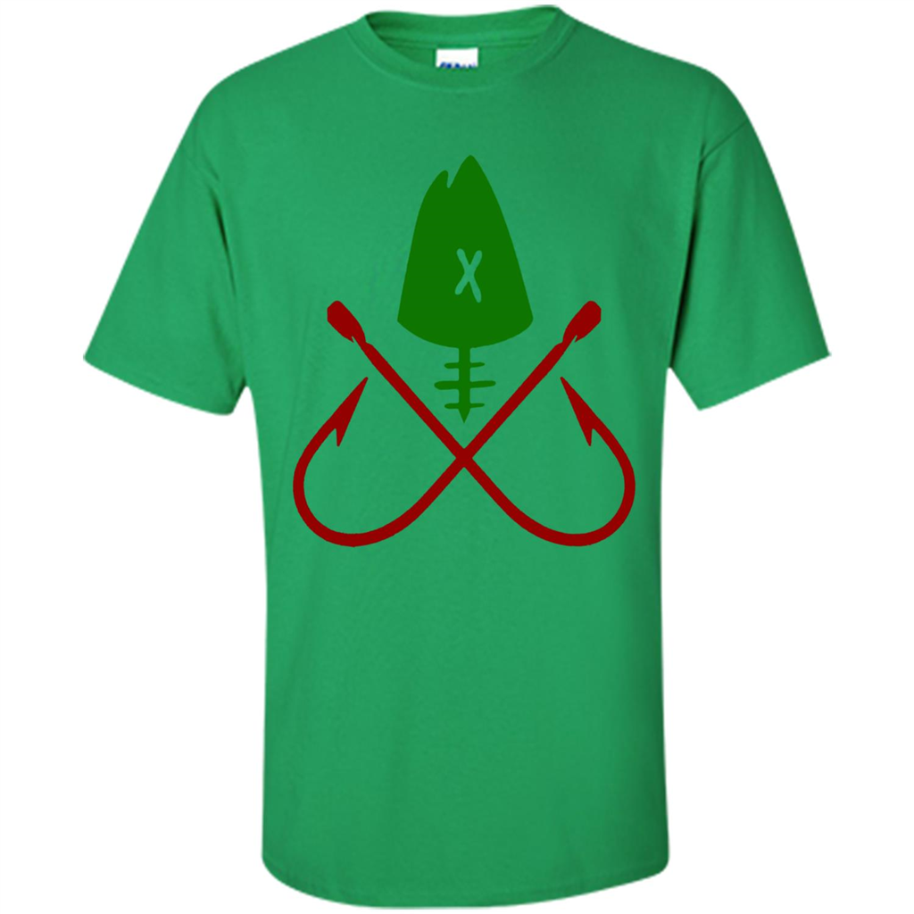 Fishing T-Shirt Skull And Crossed Hooks Irish Green