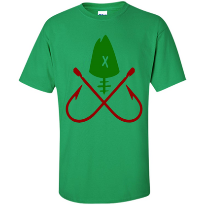 Fishing T-Shirt Skull And Crossed Hooks Irish Green