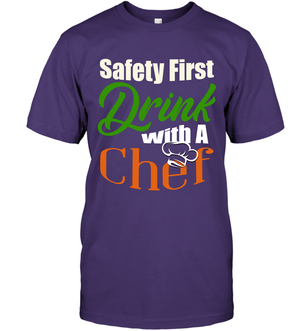 Safety First Drink With A Chef Saint Patricks Day Shirt T-Shirt Purple