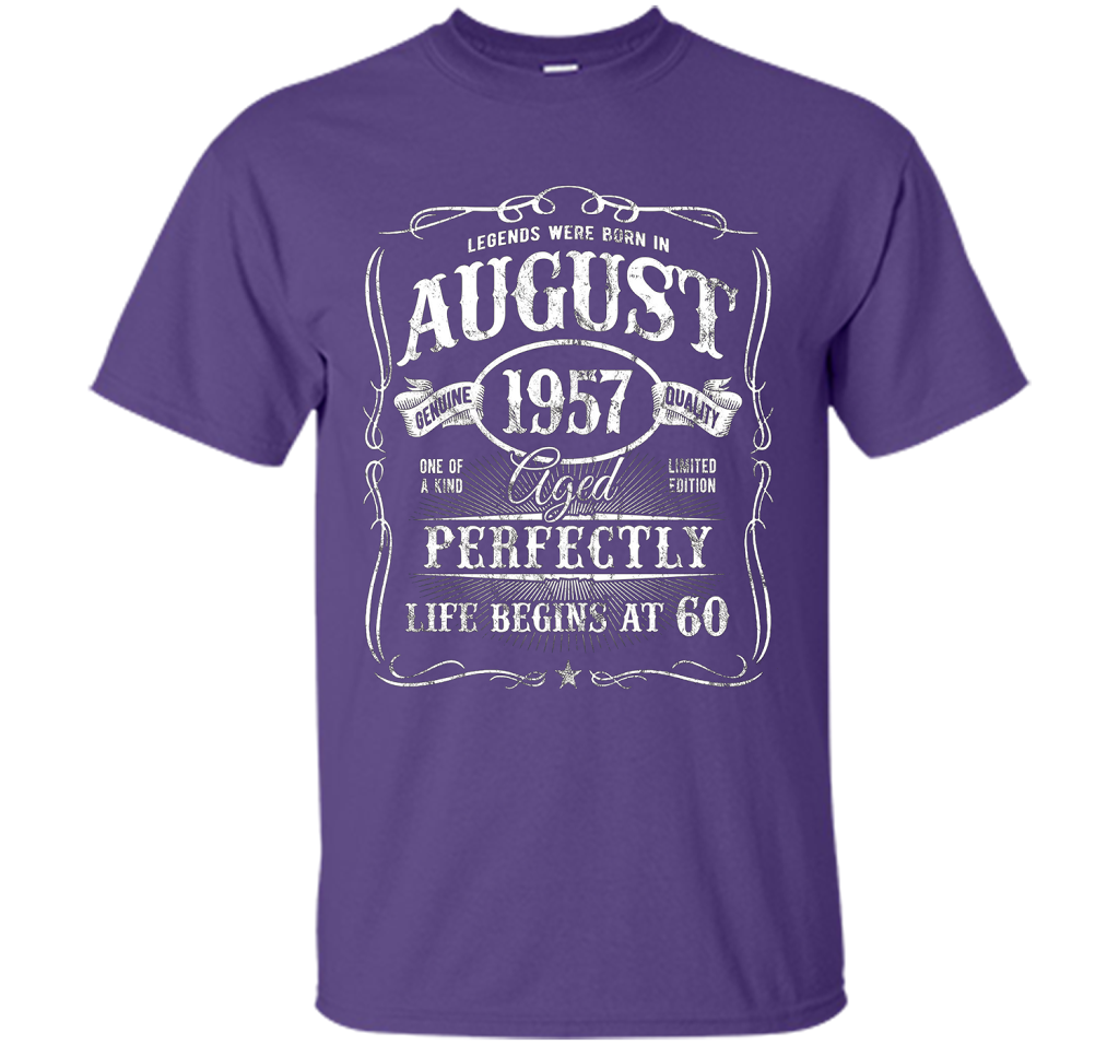 August T-shirt Legends Were Born In August 1957 T-shirt Purple