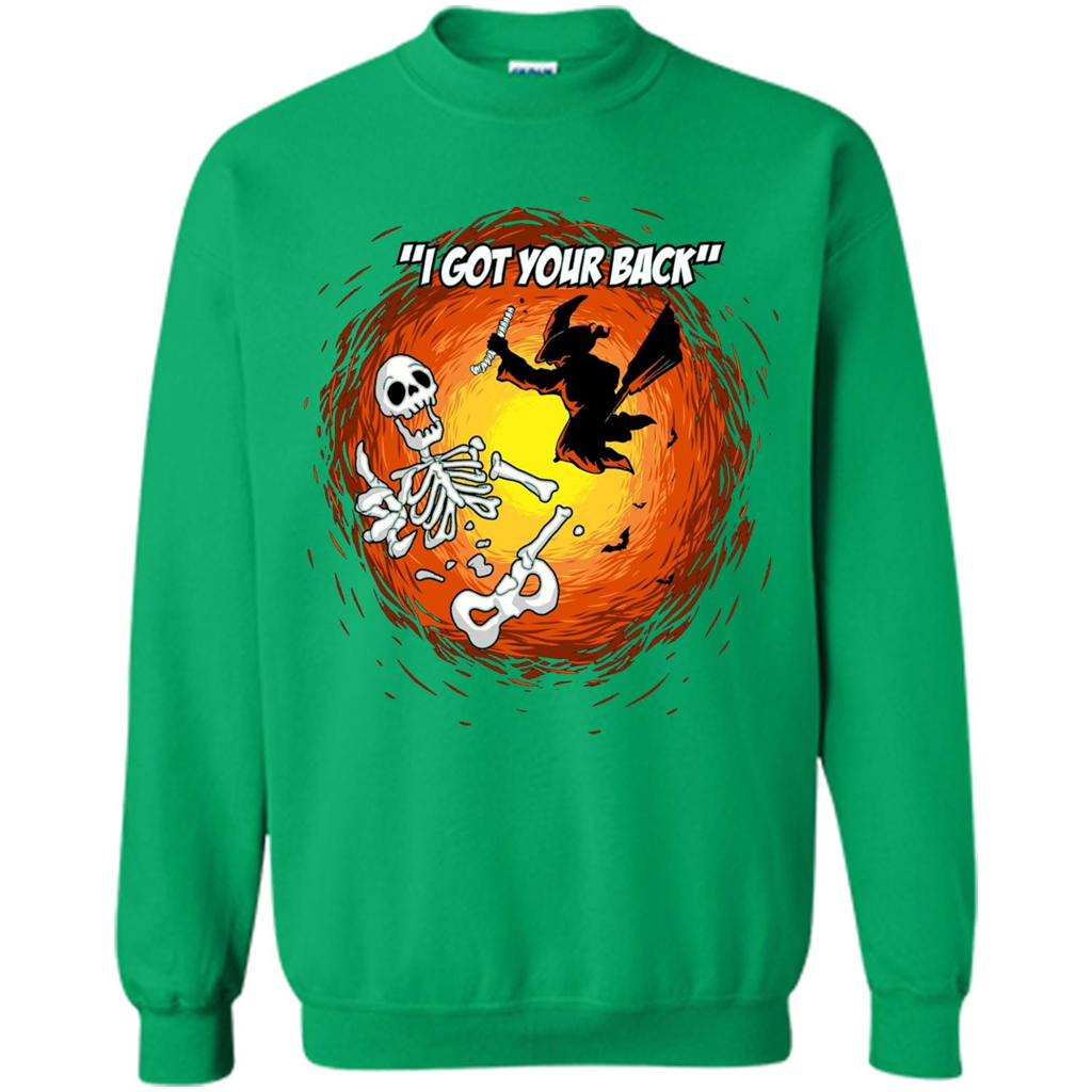 Funny Witch Skeleton Halloween 2017 I Got Your Back T-shirt Irish Green