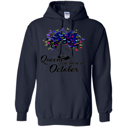 Queens Are Born In October Proud Black Woman Butterfly T-shirt