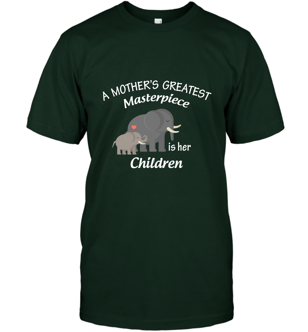 A Mothers Greatest Masterpiece Is Her Children Elephants Family Shirt T-Shirt Forest Green