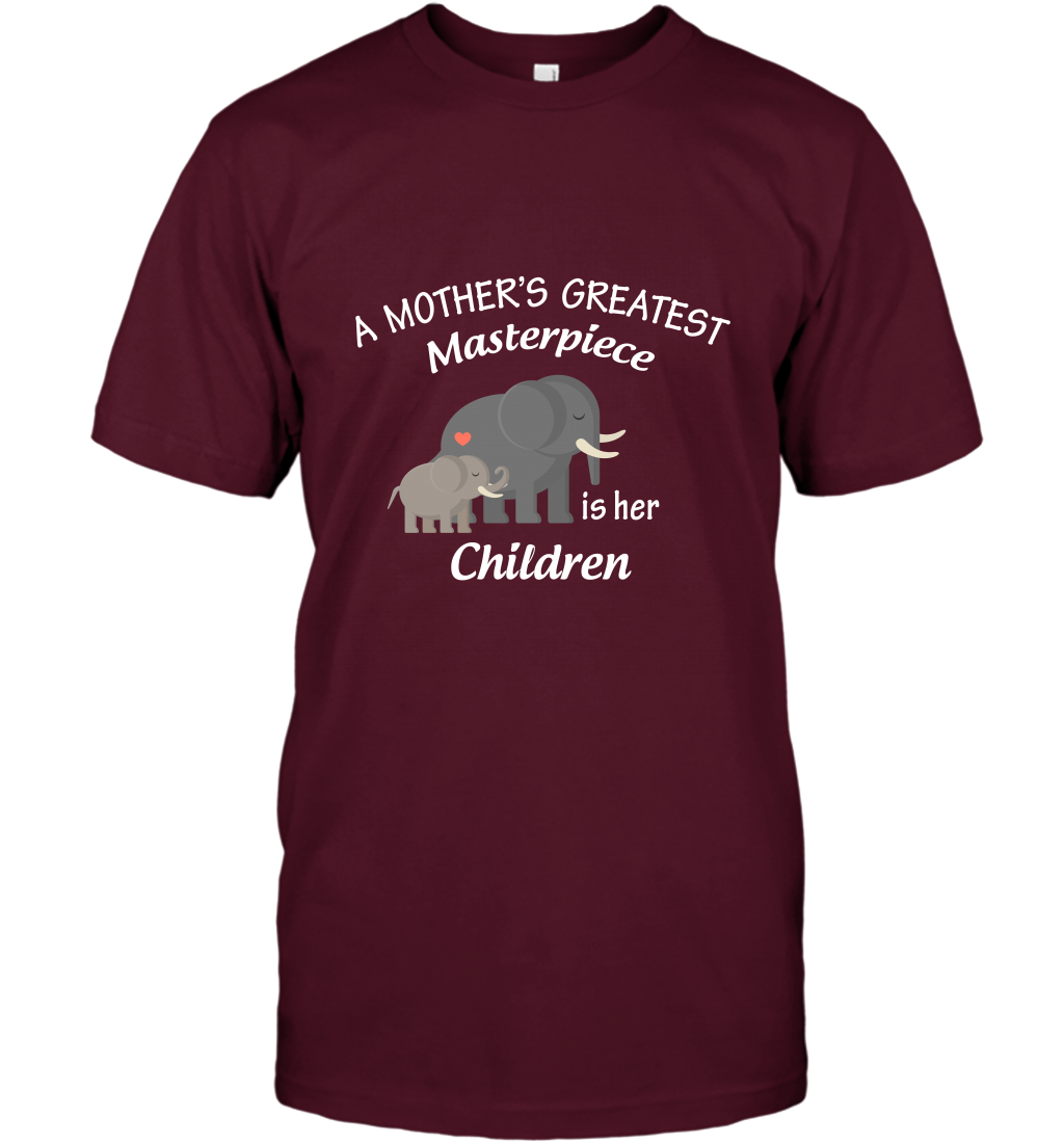 A Mothers Greatest Masterpiece Is Her Children Elephants Family Shirt T-Shirt Maroon