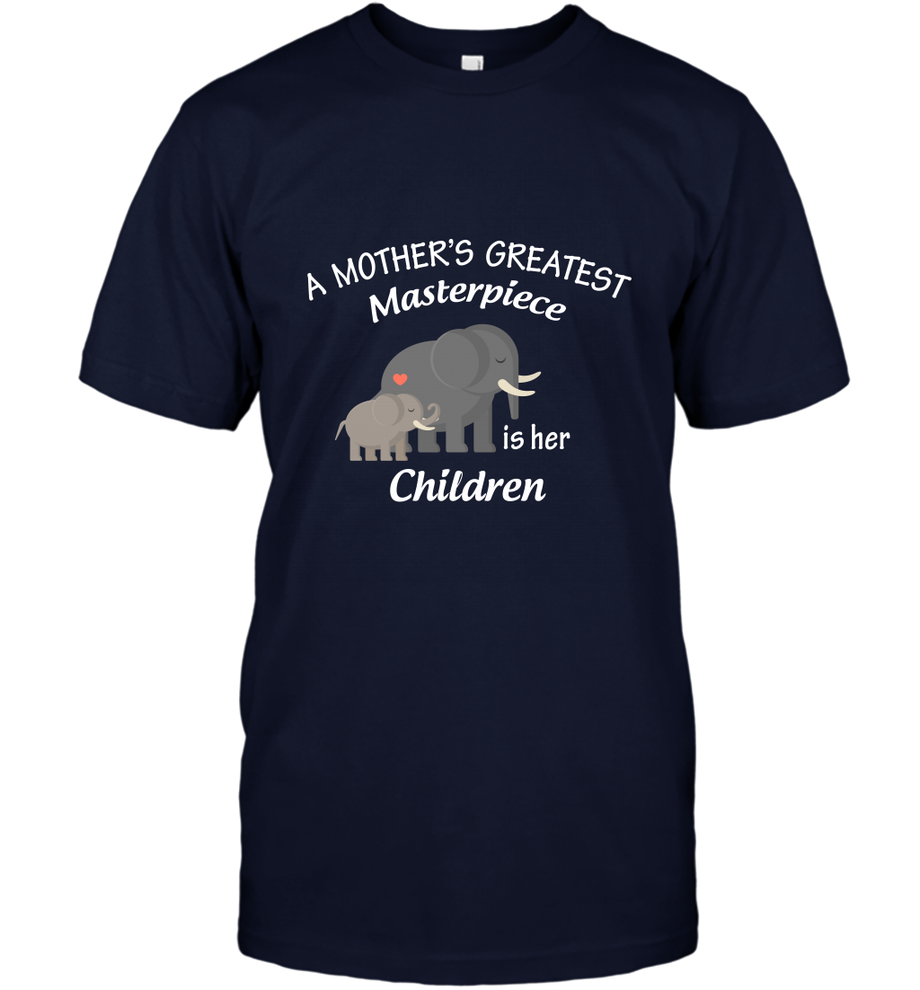 A Mothers Greatest Masterpiece Is Her Children Elephants Family Shirt T-Shirt Navy