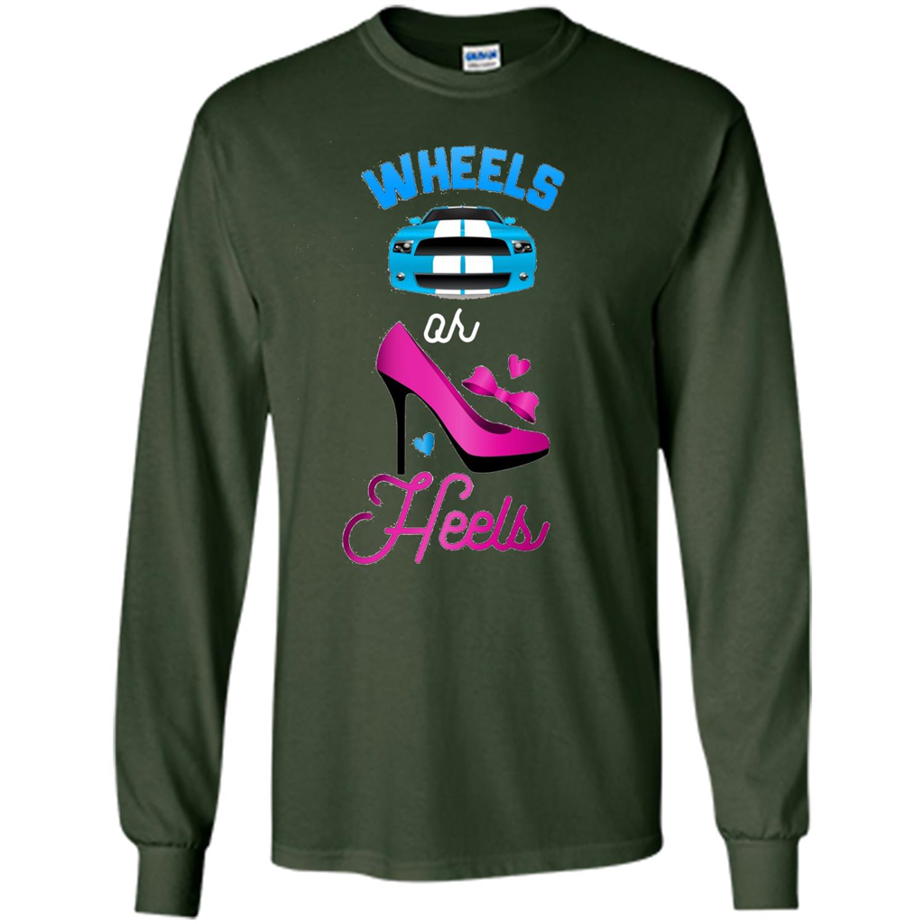 Wheels Or Heels We Love You Gender Reveal Party T-shirt Forest Green