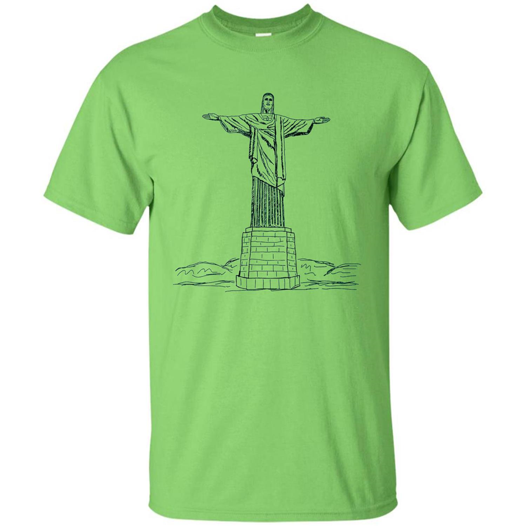 Christ The Redeemer Statue In Rio De Janeiro Brasil T-shirt Lime