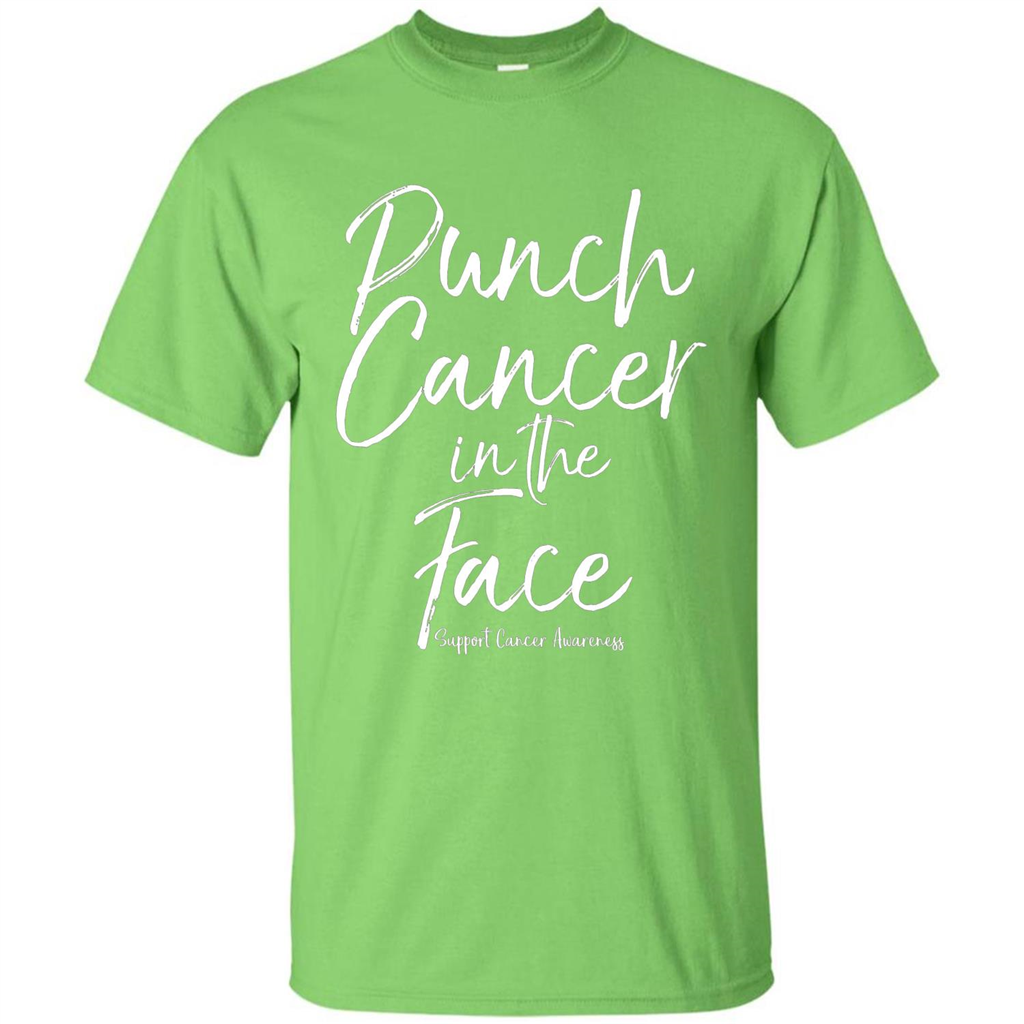 Punch Cancer in the Face Support Cancer Awareness T-shirt Lime