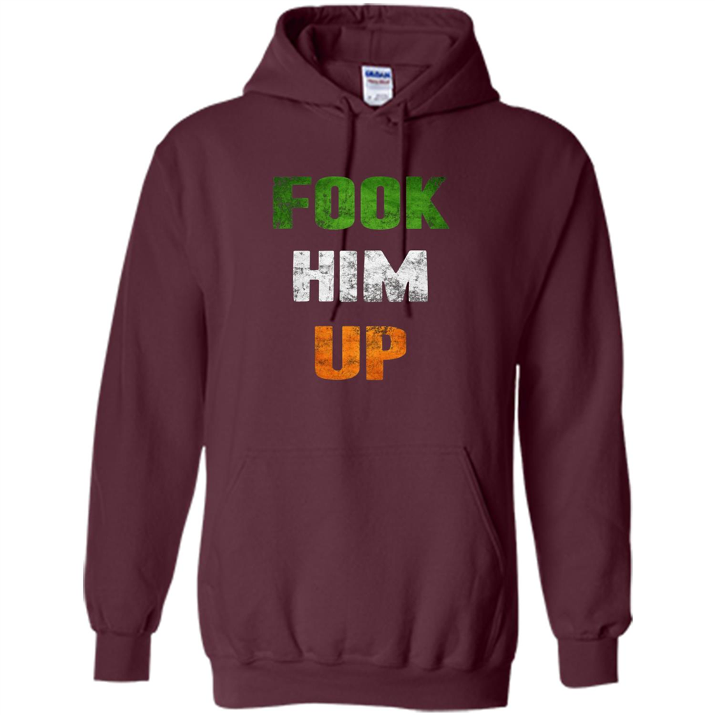 Funny Boxing T-shirt Fook Him Up Irish Boxing T-shirt Maroon