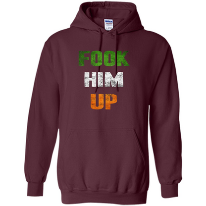 Funny Boxing T-shirt Fook Him Up Irish Boxing T-shirt Maroon