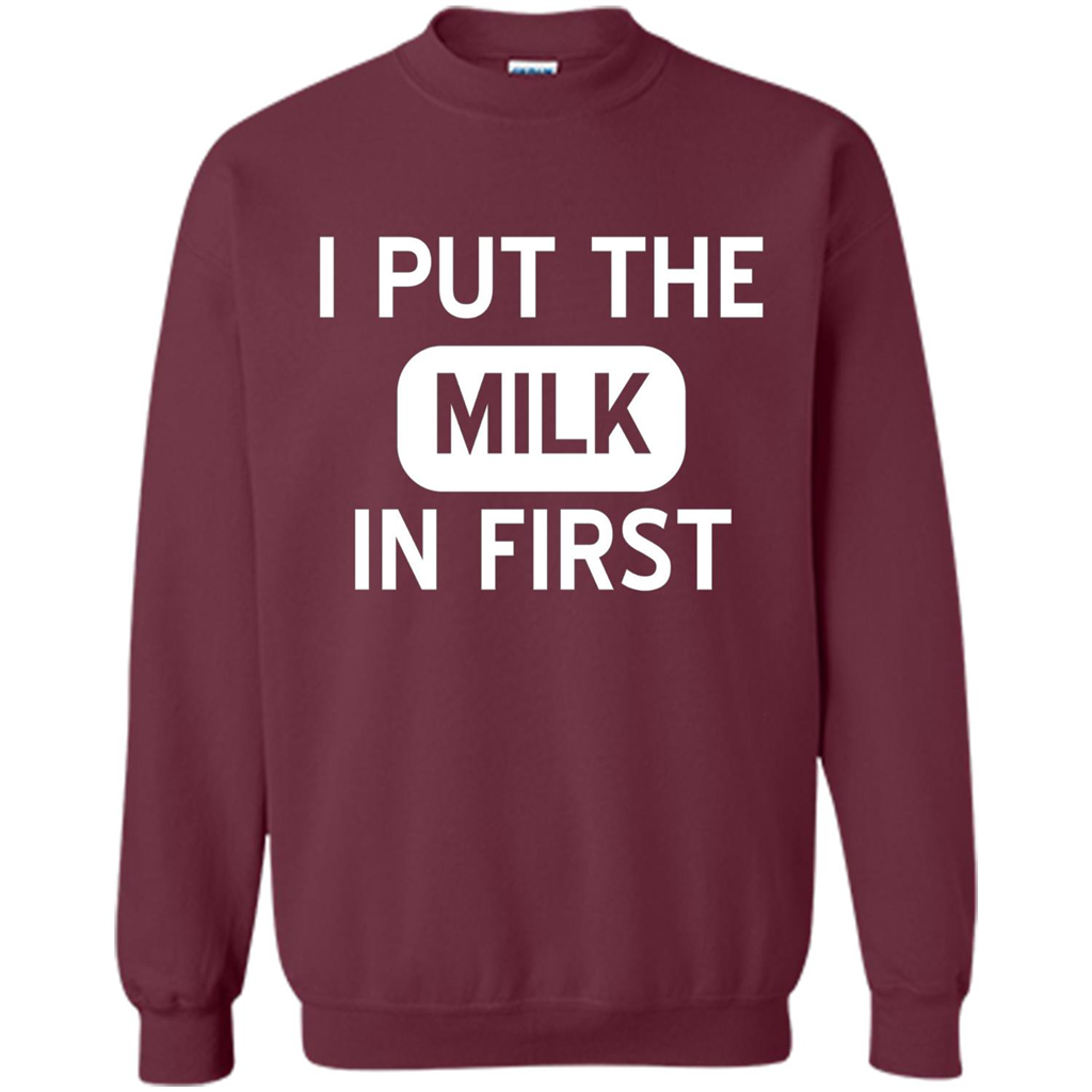 England British Biscuit Cereal T-shirt I Put The Milk In First Maroon