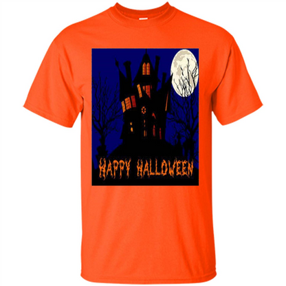 Happy Halloween T-shirt Haunted House Orange