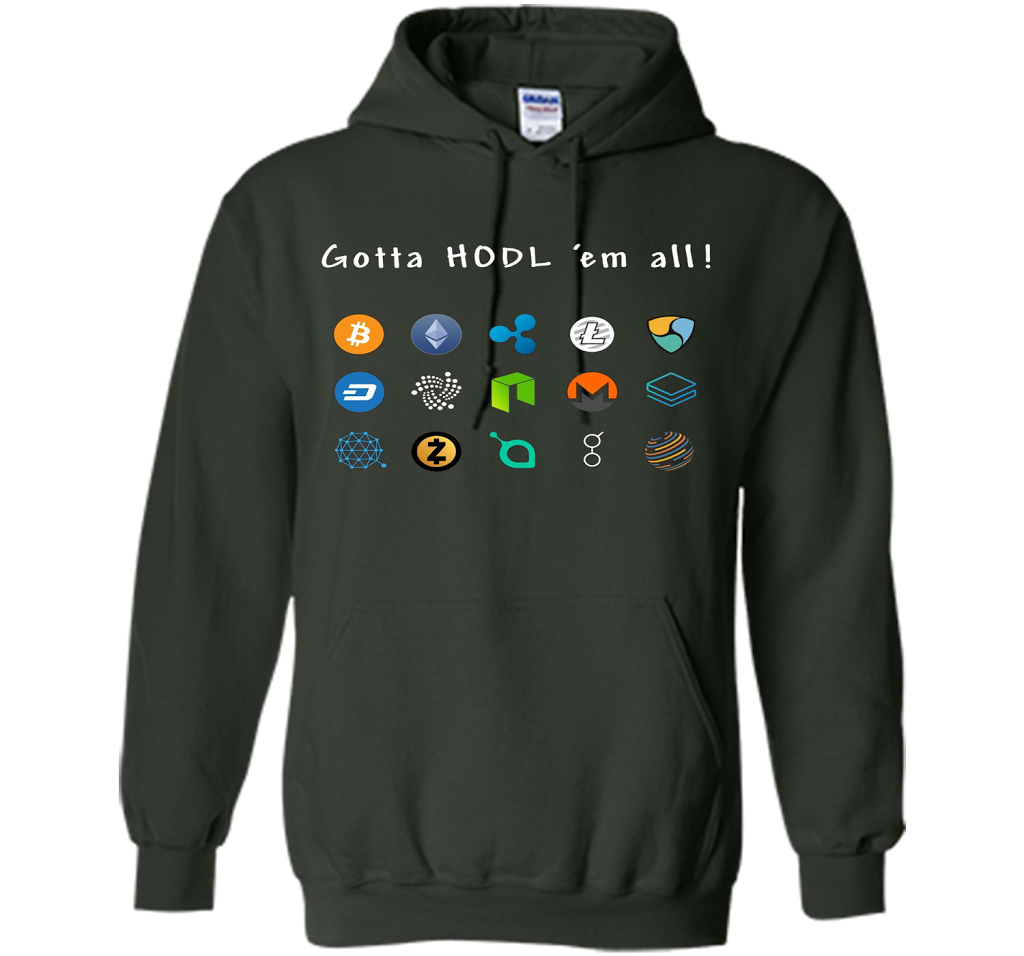 Ethereum Bitcoin Litecoin Gotta Hold'em All T-shirt Forest Green