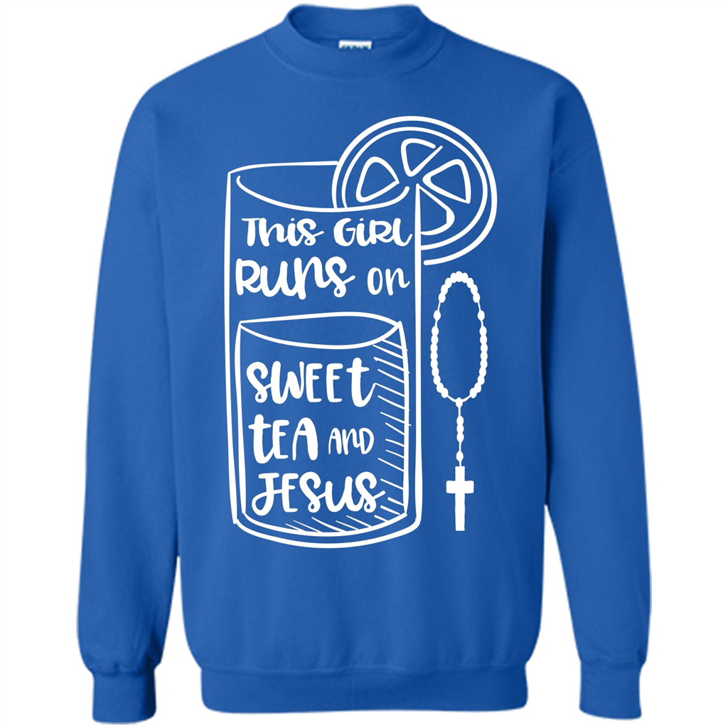 Christian T-shirt This Girl Runs on Sweet Tea and Jesus T-shirt Royal