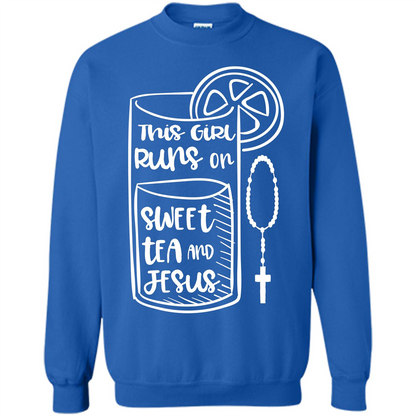 Christian T-shirt This Girl Runs on Sweet Tea and Jesus T-shirt Royal