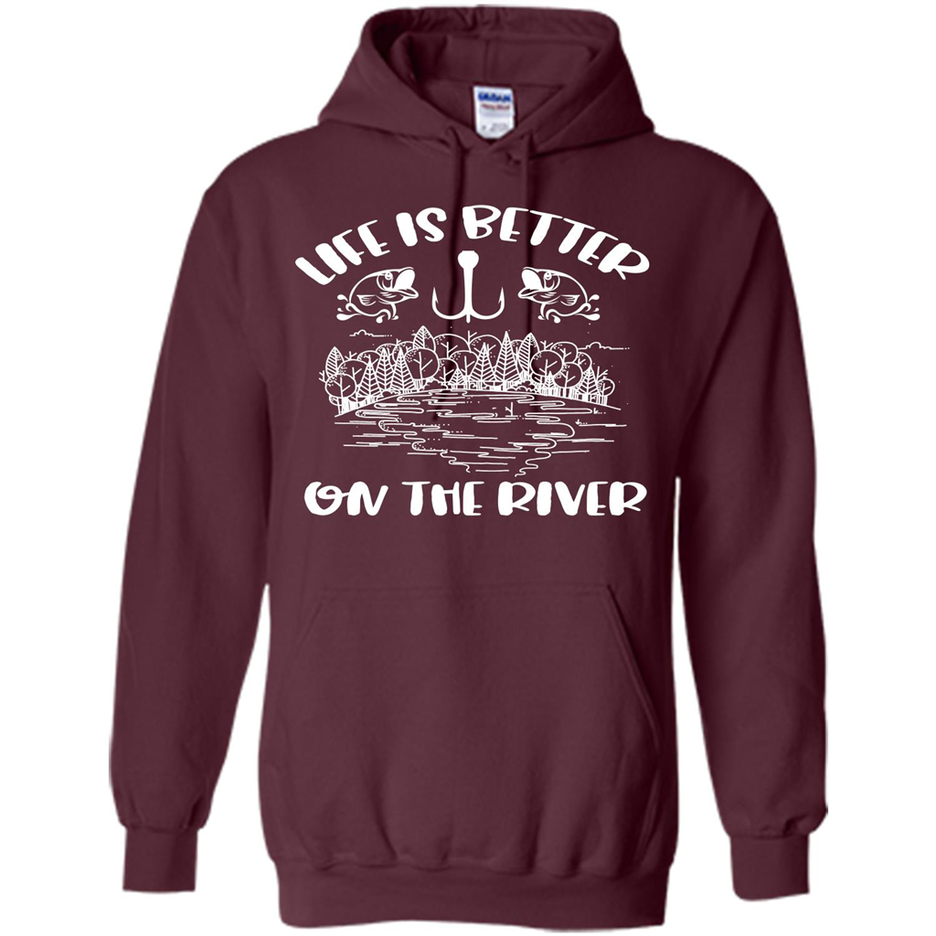 Fishing Fisherman T-shirt Life Is Better On The River Tshirt Maroon