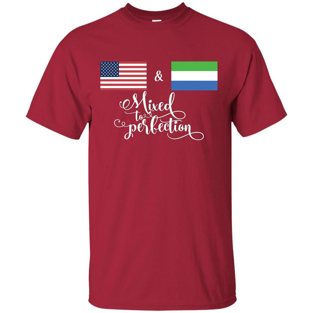 American + Sierra Leone Mixed To Perfection Flag T-Shirt Cardinal