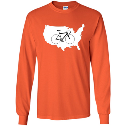 Bicycle America T-shirt USA States Road Bike Orange