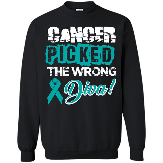Cancer Awareness T-shirt Cancer Picked The Wrong Diva T-shirt Black