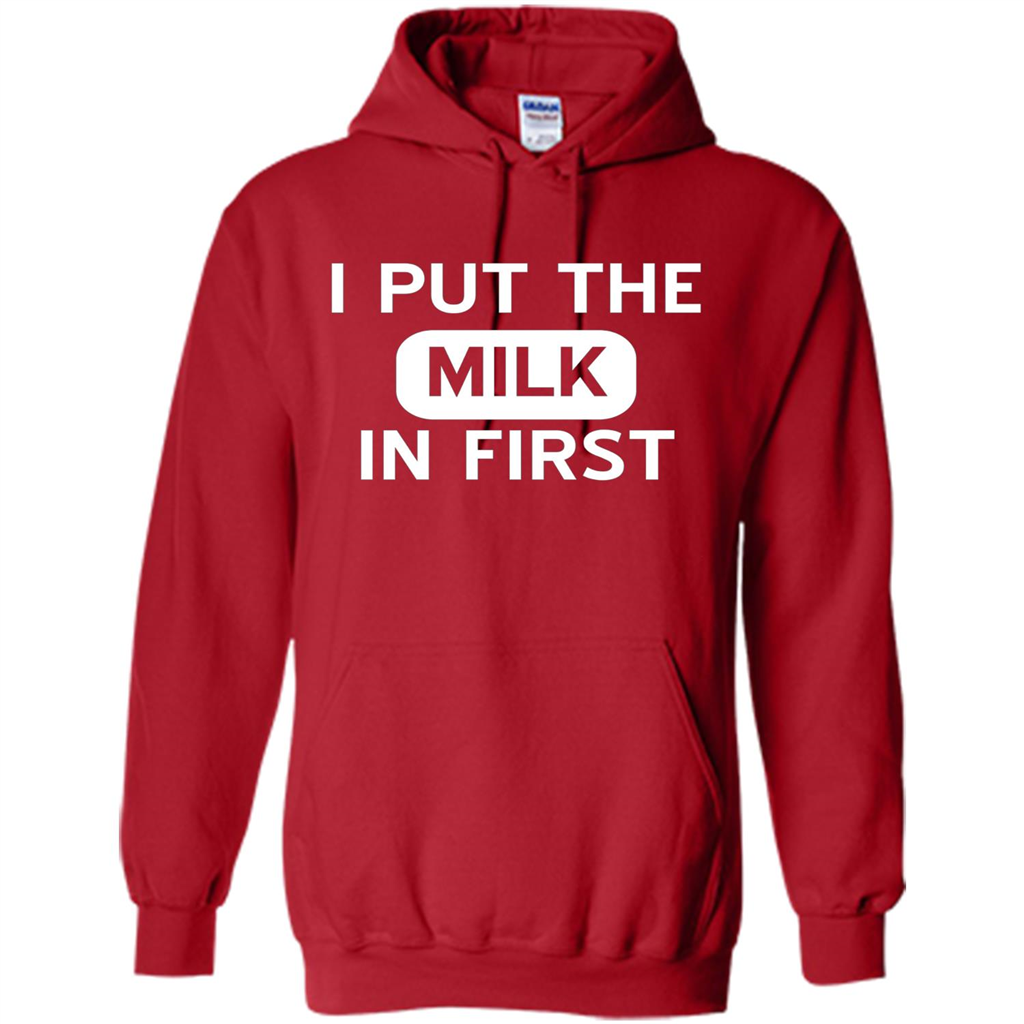 England British Biscuit Cereal T-shirt I Put The Milk In First Red