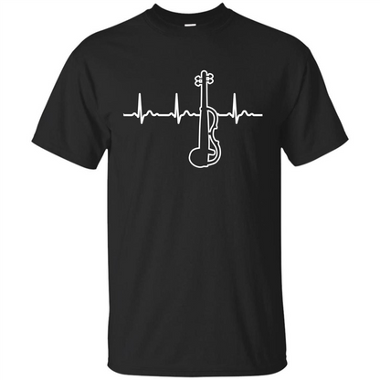 Electric Violin Heartbeat T-Shirt Special Instrument T-shirt Black